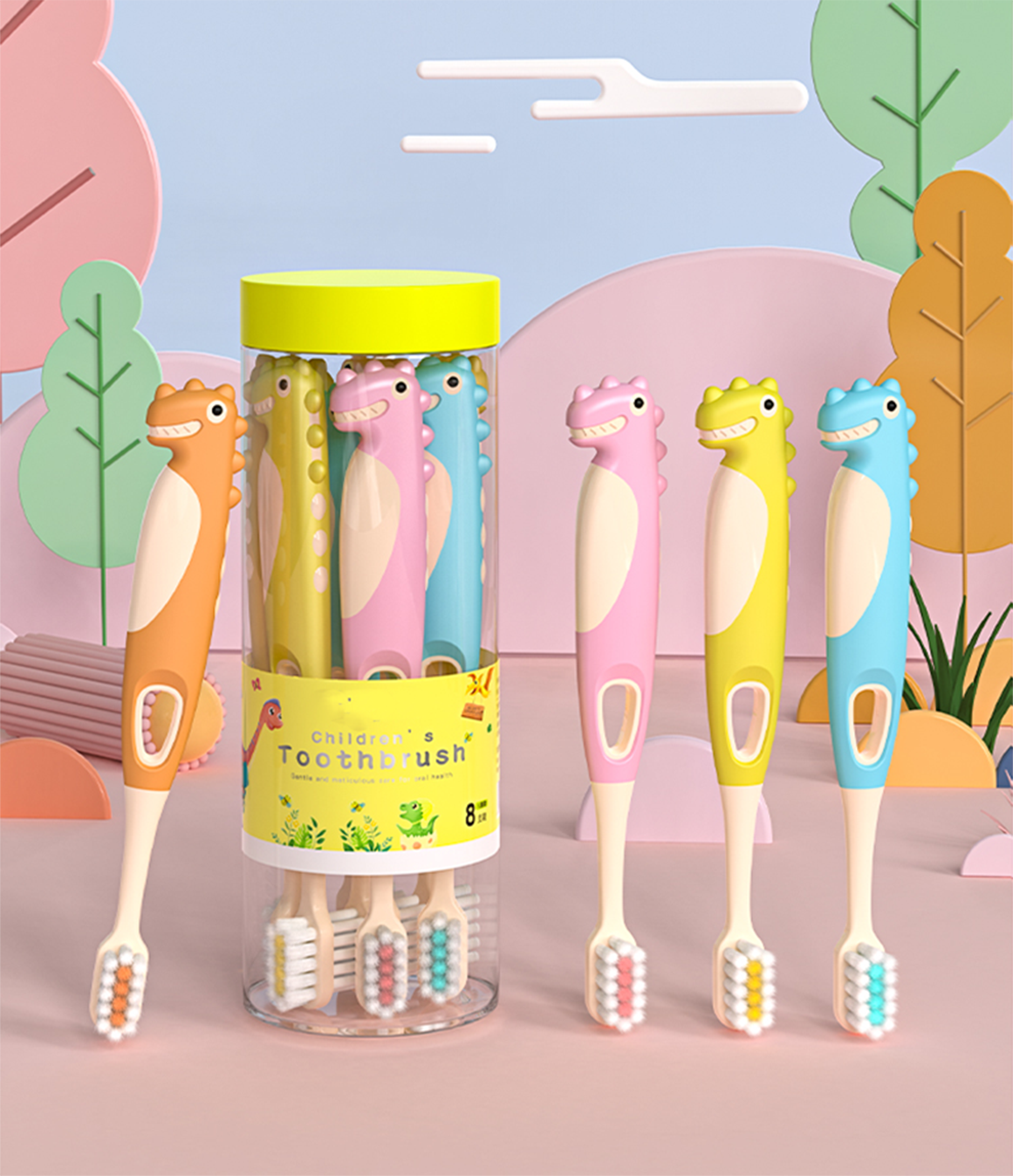 Nano Dino Brush  (8 Pack) (2-12 Years old)